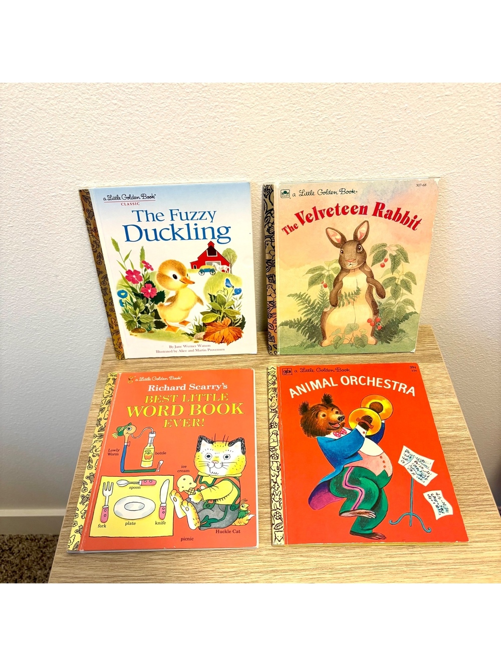 Vintage Little Golden Books 4 Book Lot Classic Childrens, Richard Scarry & More